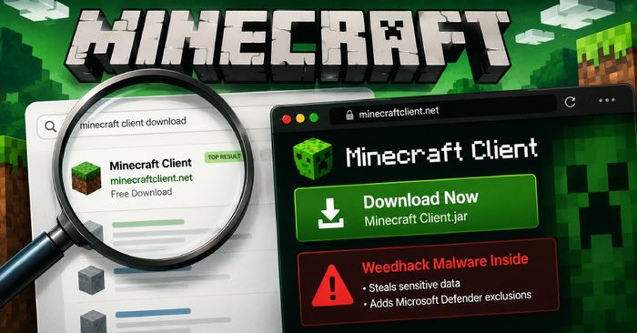 Weedhack Malware Hides in Fake Minecraft Clients via SEO Poisoning